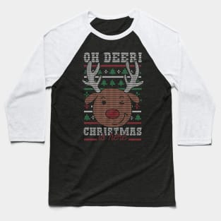 Funny Deer Ugly Christmas Sweater Baseball T-Shirt